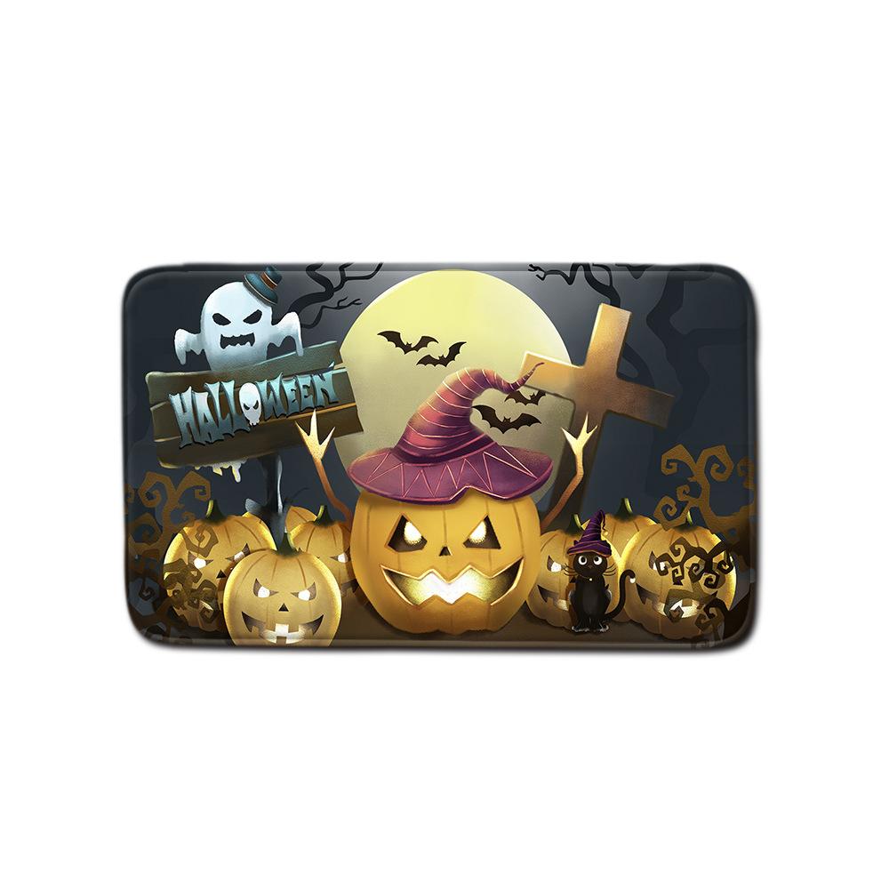 Halloween Shower Curtain Floor Mat Combination Four-Piece Set Bathroom Toilet Carpet Shower Room Foot Mat
