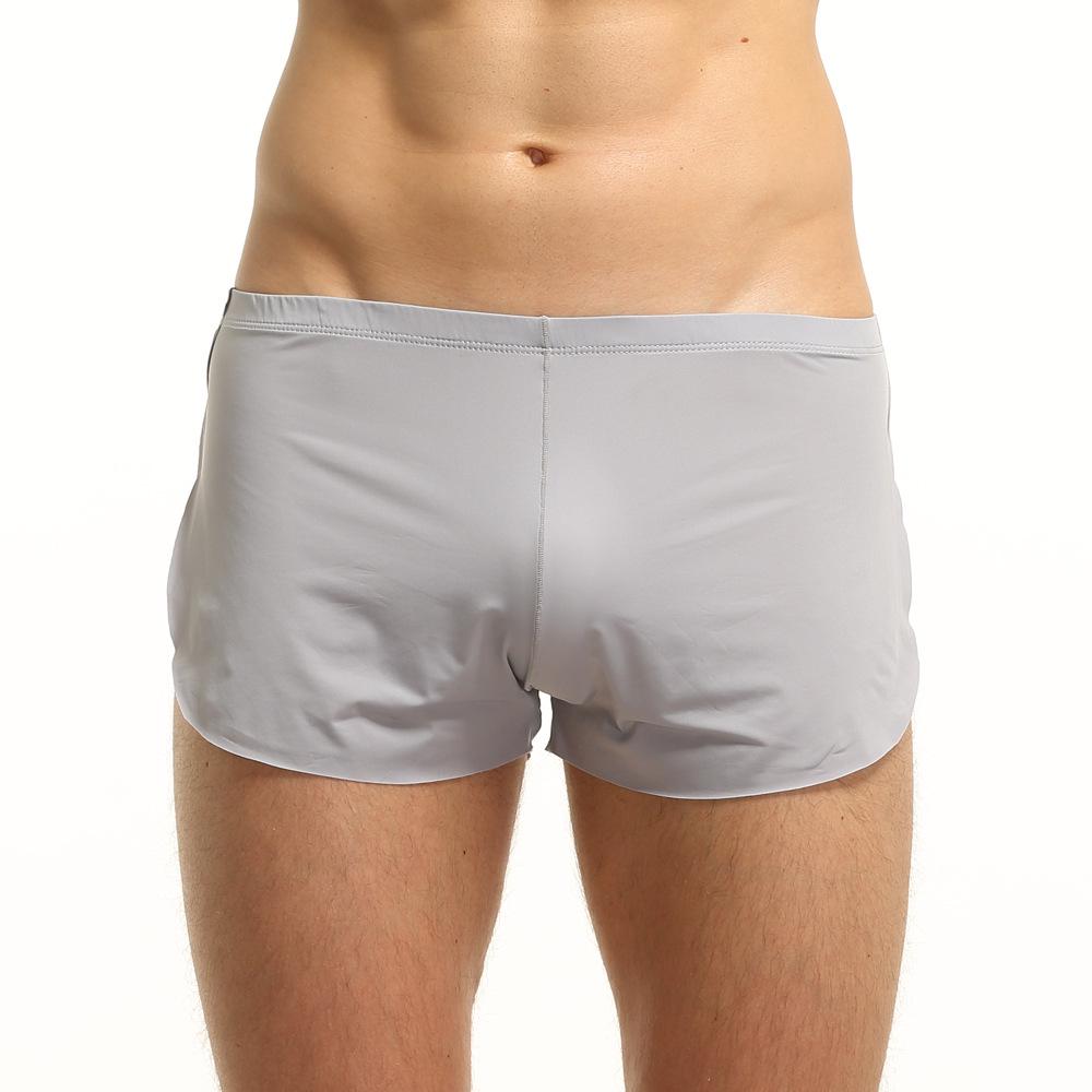Men's Breathable Ice Silk Sleep Shorts with Side Slits