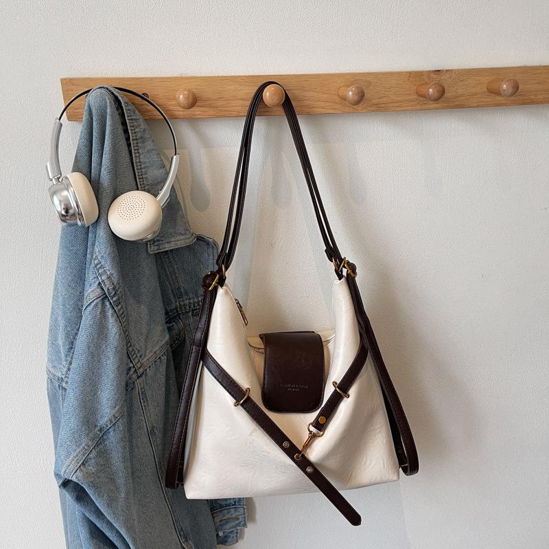 Retro tote bag women's large capacity 2025 new autumn and winter casual shoulder messenger bag multi-functional backpack backpack