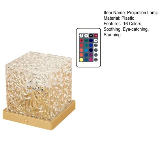 Ocean Wave Projection Lamp 16 Colors Water Ripple Ambient Night Light for Bedroom Kids Room Meditation Yoga Home Decor