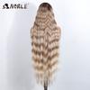 Noble Synthetic Lace Front Wig 36 " Long Wavy Lace Part Body Wavy Golden Wig For Women Lace Front Wig Ombre Blonde Cosplay Wig