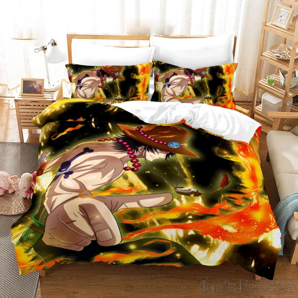 One Piece Anime Bedding Set Juvenile Monkey D.Luffy Odyssey Duvet Cover Set Design Bedding Set King Size Bed Comforters
