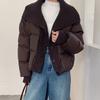 Knitted Splicing Down Jacket Women's Winter Fashion Turtleneck Thickened Casual Puff Bread Jacket