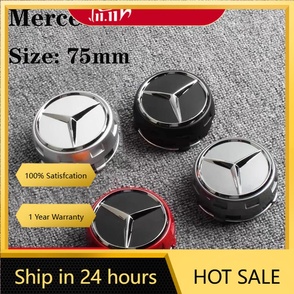 C200 E200 For Mercedes Benz 4pcs 75mm Black Red Raised Car Styling Wheel Center Cap For Mercedes Benz AMG A0004000900