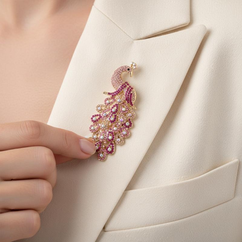 Fashion Luxury Animal Rhinestone Peacock Brooches For Women Clothing Coat Jewelry Accessories Gifts