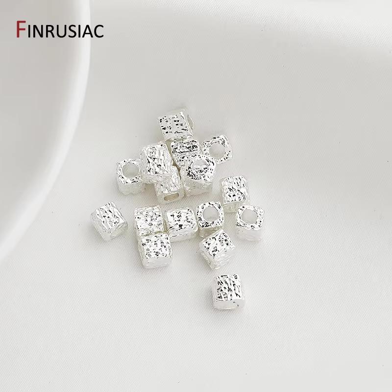 14K Gold Plated Brass Textured Square Cube Beads Metal Spacer Beads,Separators for Beads,DIY Jewelry Making Materials