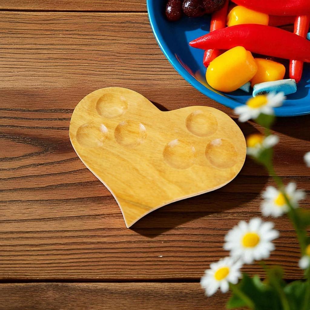 Mini Wooden Palette for Painting-Heart Shape, Handmade Paint Palette for Acrylic, Oil, Watercolor, Gouache Painting, Ideal