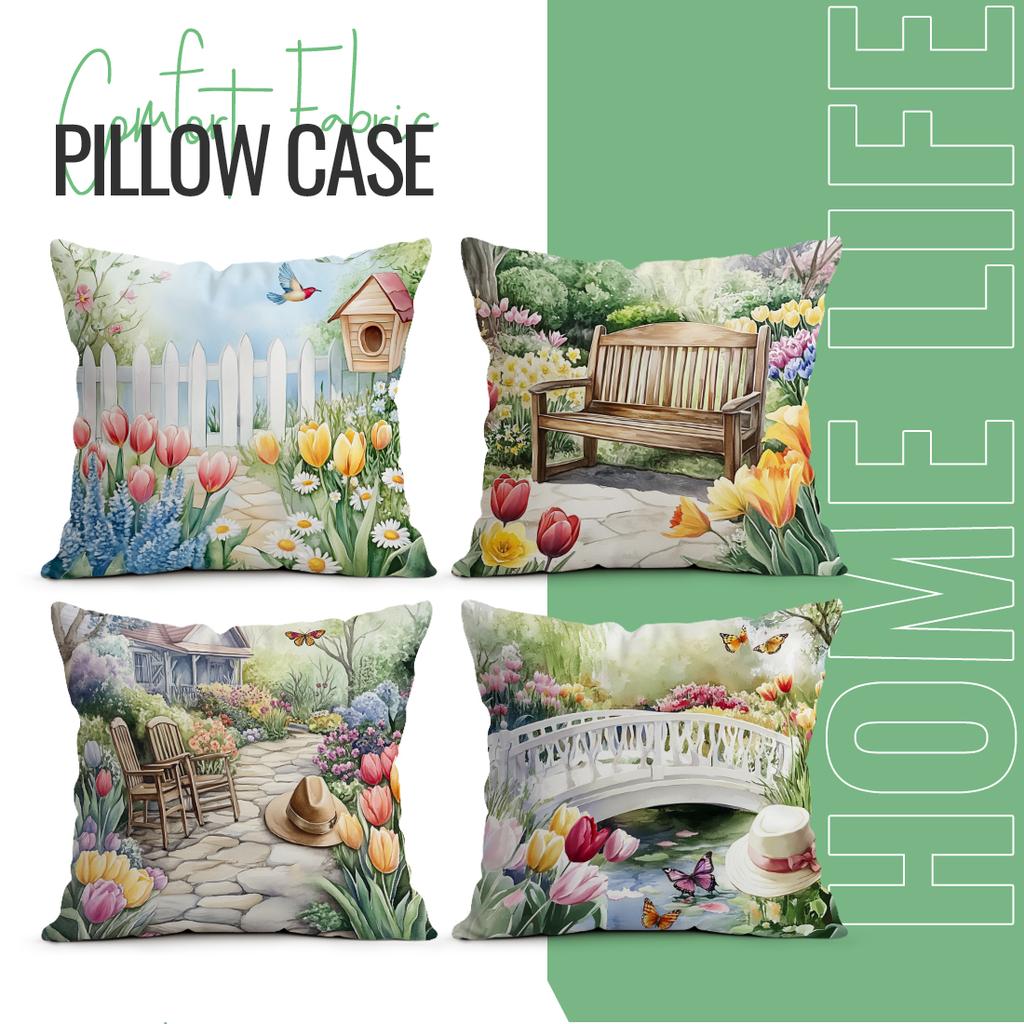 Spring Garden Cushion Pillowcase Printed Polyester 40/45/50cm Throw Pillowcover Decorative Sofa Cushion Pillowslip Home Decor