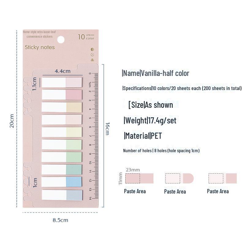 Morandi Color Index Sticky Notes: Writable Plastic Loose-Leaf Indicator Stickers