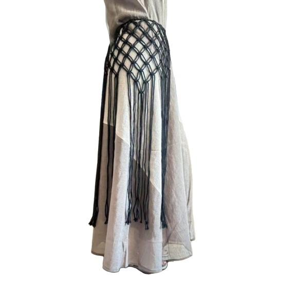 Bohemian Braided Waist Sash Hip Sash Belt with Long Tassels Women Knotted Cord Sash Fashion Accessory for Dresses Skirts Jeans