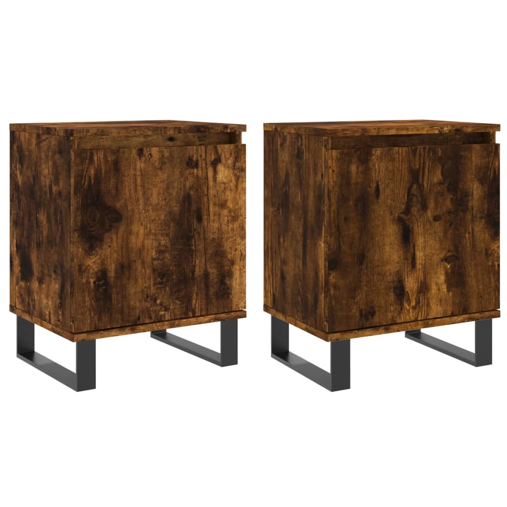 Nightstands (2 Pcs) Smoked Oak 40 X 30 X 50 Cm Particleboard