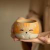 Cat Theme Handmade Ceramic Master Cup for Gongfu Tea Cute Cozy Companion Home Use Personal Tea Ritual Gift