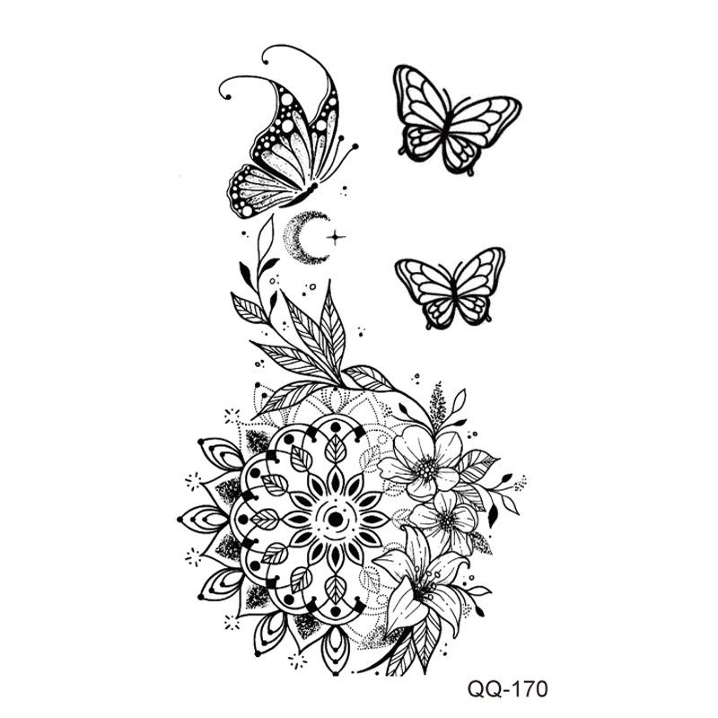 New Style Waterproof Temporary Tattoos: Floral, Butterflies & Lion Designs - Mix & Match Set