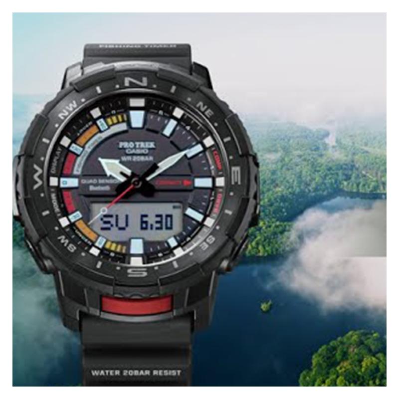 Casio PRO TREK Series-PRT Intelligent Air Pressure Altitude Information Outdoor Quad Sensor Dual LED Lights Quartz Movement Resin Strap PRT-B70-1PRD
