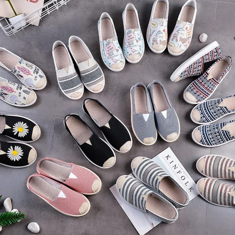 Low-top Casual Single Shoes Cloth Shoes Female Mother Soft-soled Shoes Canvas Student White Shoes