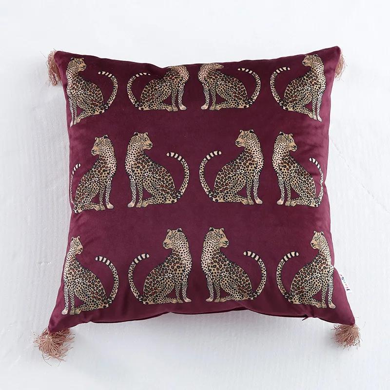 Amerikansk Luksusstil Leopard Gull Dusk Putevar Dekorativt Hjem Putetrekk Bohemsk for Seng Stue Sofa Putevar