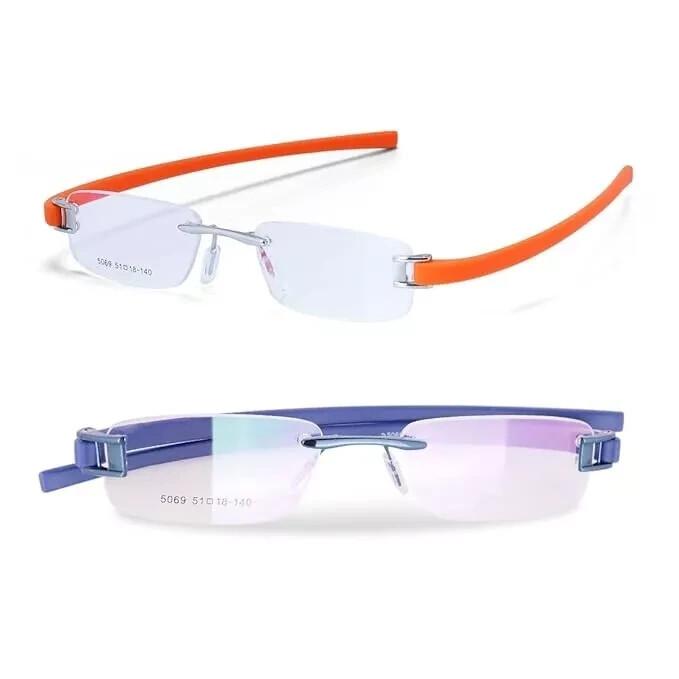 

RSINC Combo Rimless Frame eyeglasses for unisex Silver Orange-Blue Blue Tag JL186701701864