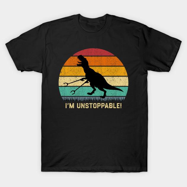 

Men Black Print T-shirt Funny T Rex I M Unstoppable With Trash Grabber Picker No-Cut Transfer Paper Print Cotton Tshirt 3XL чорний