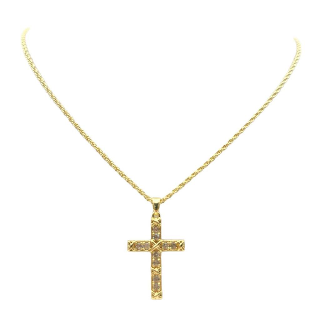Colgante de Cruz de Circonita de Cobre para Mujer - Accesorio de Joyería Religiosa Versátil