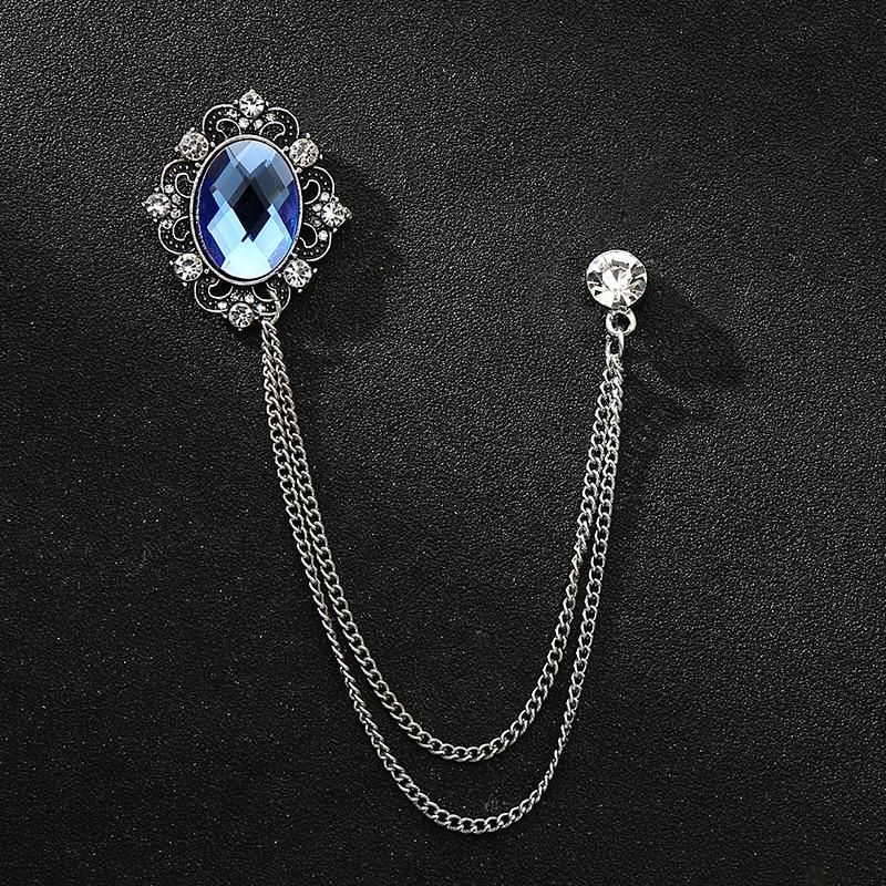 Men's Vintage Wings Brooch: Korean Chain Lapel Pin & Flower Corsage Badge.