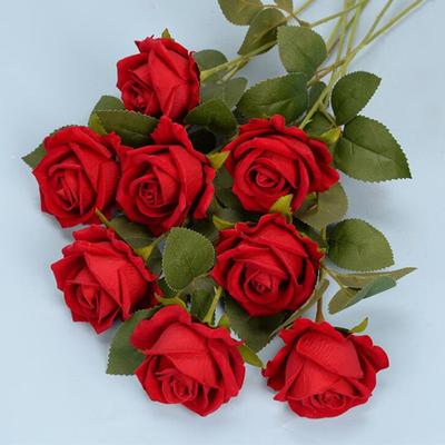 11 STÜCKE Romantische Rose Künstliche Blume DIY Rot Weiß Flanell Gefälschte Blume für Party Hause Hochzeit Dekoration Valentinstag