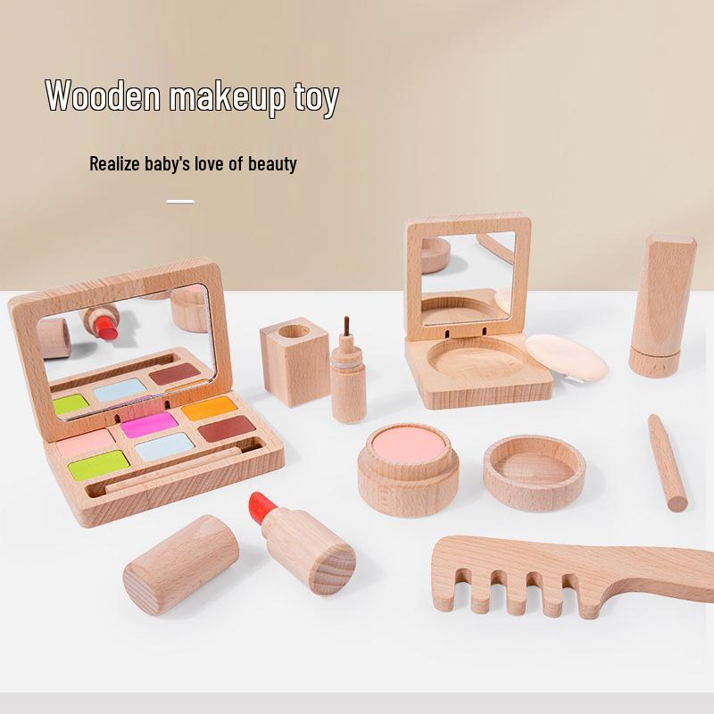 

Wooden Children s Makeup Playset: Pretend Play Dressing Table for Girls