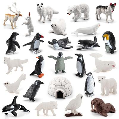 26Pcs 3D Polar Animal Figurines Mini Arctic Animals Dolphin Seal Toys Model Set Home Decor Arctic Bear For Children Gifts