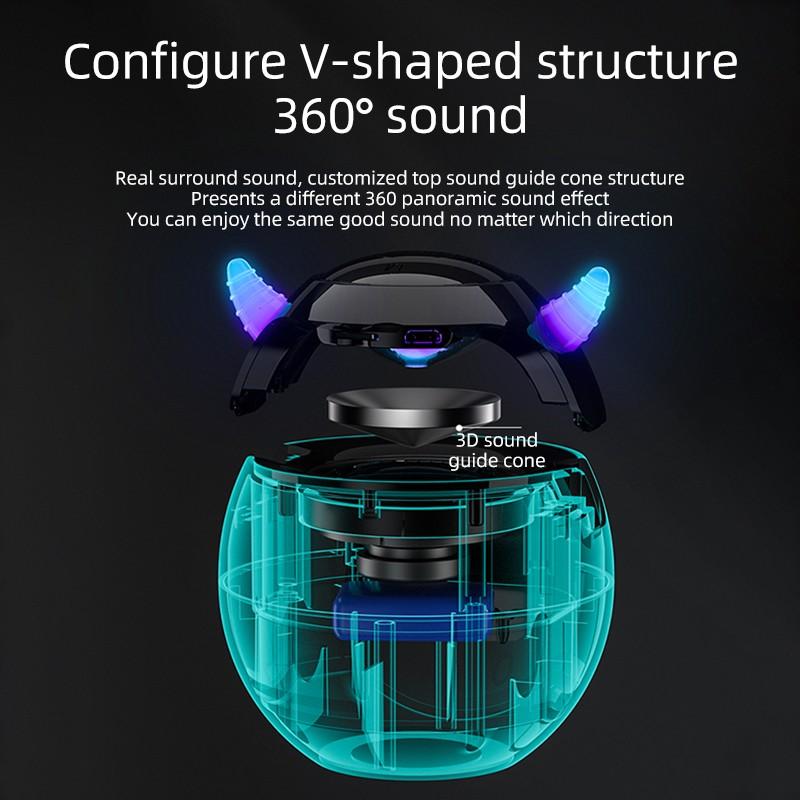 Portable Cute Little Devil AI Smart Bluetooth Speaker 3D Stereo Subwoofer Mini LED Digital Clock Alarm Clock Waterproof HIFI Music Box