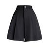 Autumn 2024 High-Waisted Petite Pleated A-Line Culottes - Black Wide-Leg Women's Shorts
