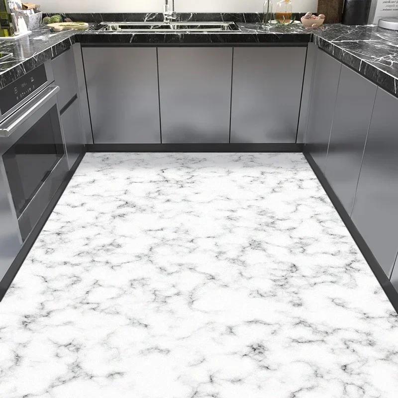 Kitchen Floor Mat Large Pvc Leather Waterproof Carpet Anti-slip Oil-proof Foot Mats Imitation Marble Rug Home Decoration Rugs