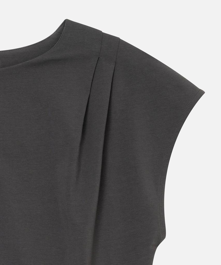 KALEG Transitional Pintuck Crewneck T-Shirt For Women (Dark Grey)