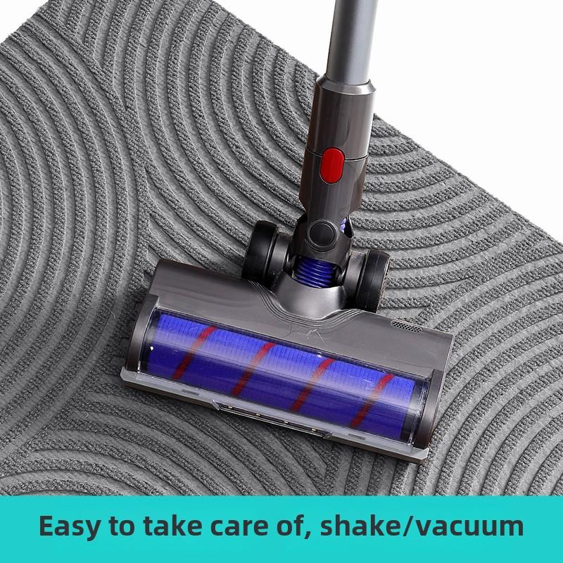 Classic Geometric Pattern Polyester Rubber Door Mat, Three-dimensional Groove Doormat, Dust-proof, Mildew-proof and Anti-slip