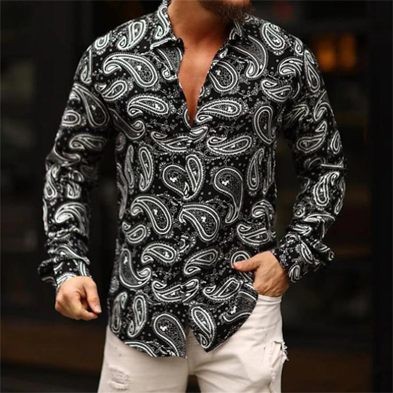 Herrenhemd Musterhemd Outdoor Straße Langarm Bedruckte Kleidung Mode Straßenkleidung Designer Lässig Atmungsaktiv 4XL gray