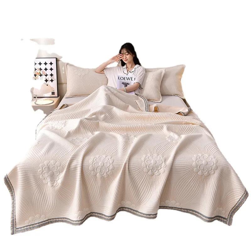 New Class a Summer Jacquard Knitted Fabric Argy Wormwood Airable Cover Thin Duvet Summer Blanket Nap Sofa Quilt