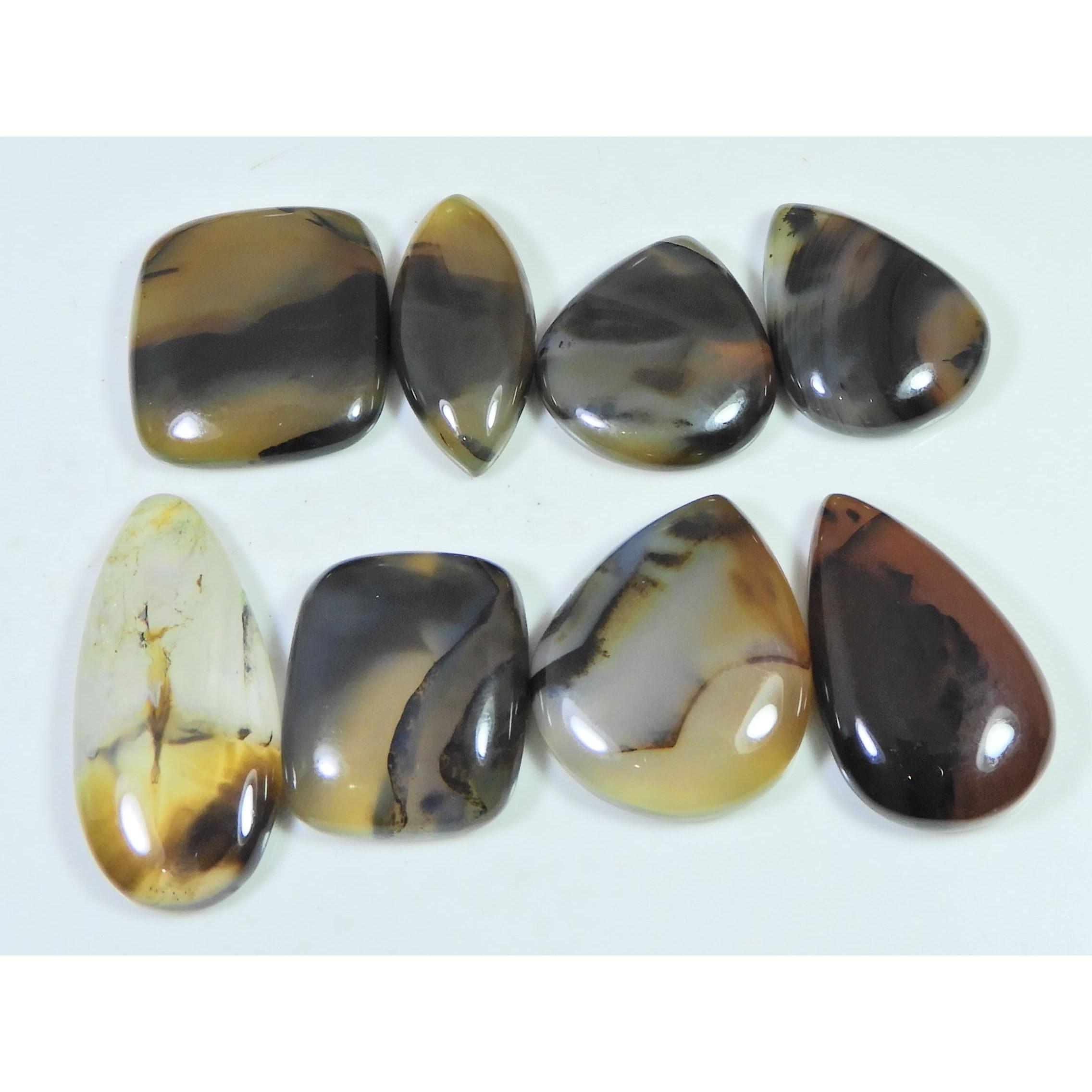 

08Pcs Natural Montana Agate Mix Shape Cabochon Loose Gemstone 237Cts. Lot C-489