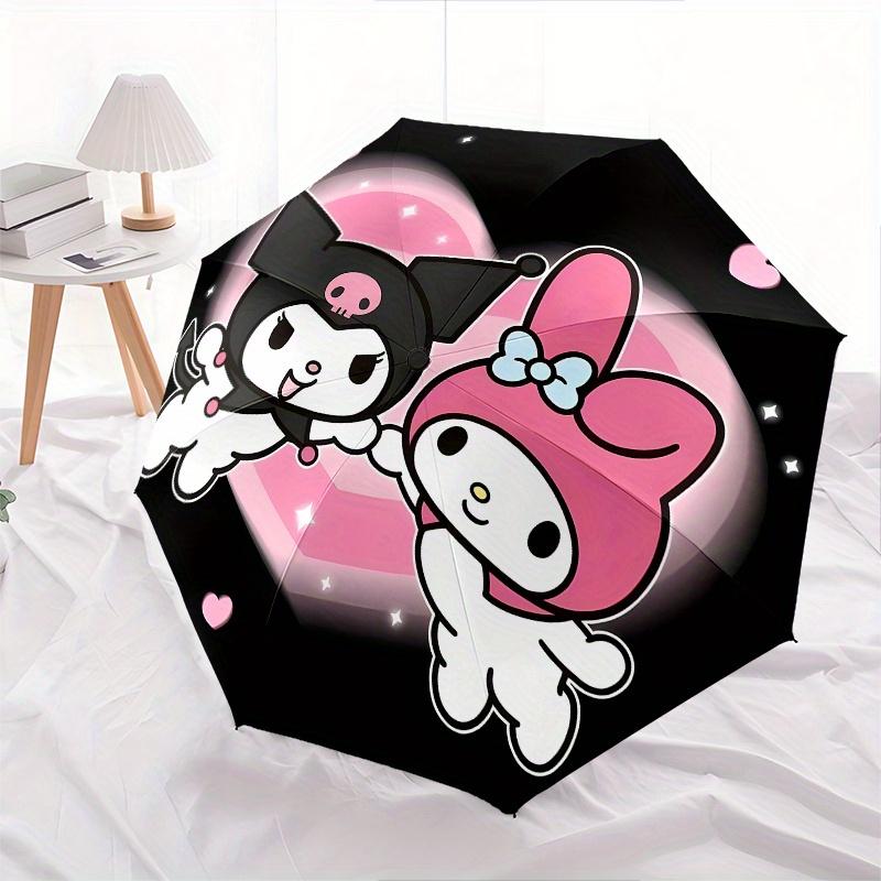Kuromi,My Melody Automatic Folding Umbrella-Simple 8-Rib Design, Bright Cartoon Pattern, Durable Iron Frame, Suitable For Travel, Outdoor, B