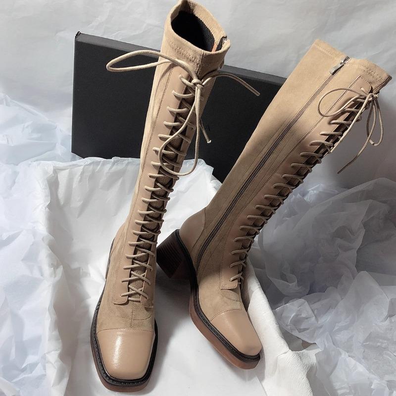 Fashion Designer 2025 New Women High Boots Elegant Knee High Heels Shoes Gladiator Boots Winter Fashion Party Brand Pumps Botas Mujer