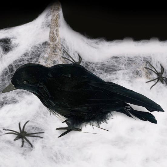 Crow Prop Handmade Raven Shape Black Stand Fly Crows Prop for Outdoor