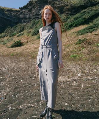 Yusentig Suspender Pocket Dress Melange Grey Aw4Mo4701F