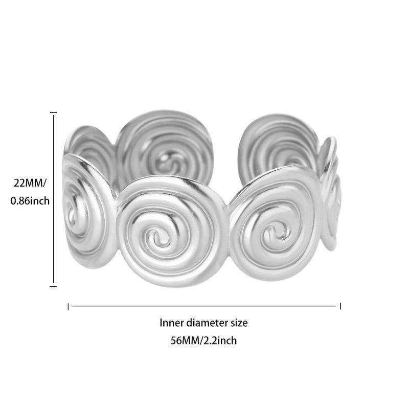 Wind real gold stainless steel bracelet women's simple marine series threaded circle pattern opening bracelet jewelry