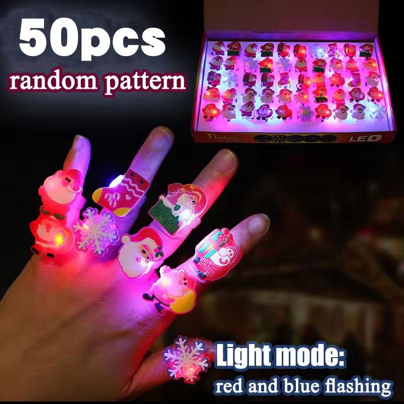 20/50pcs Christmas LED Flashing Rings LED Ring Light Toy, Flashing Ring, Christmas Light Rings, Party Light Up Rings