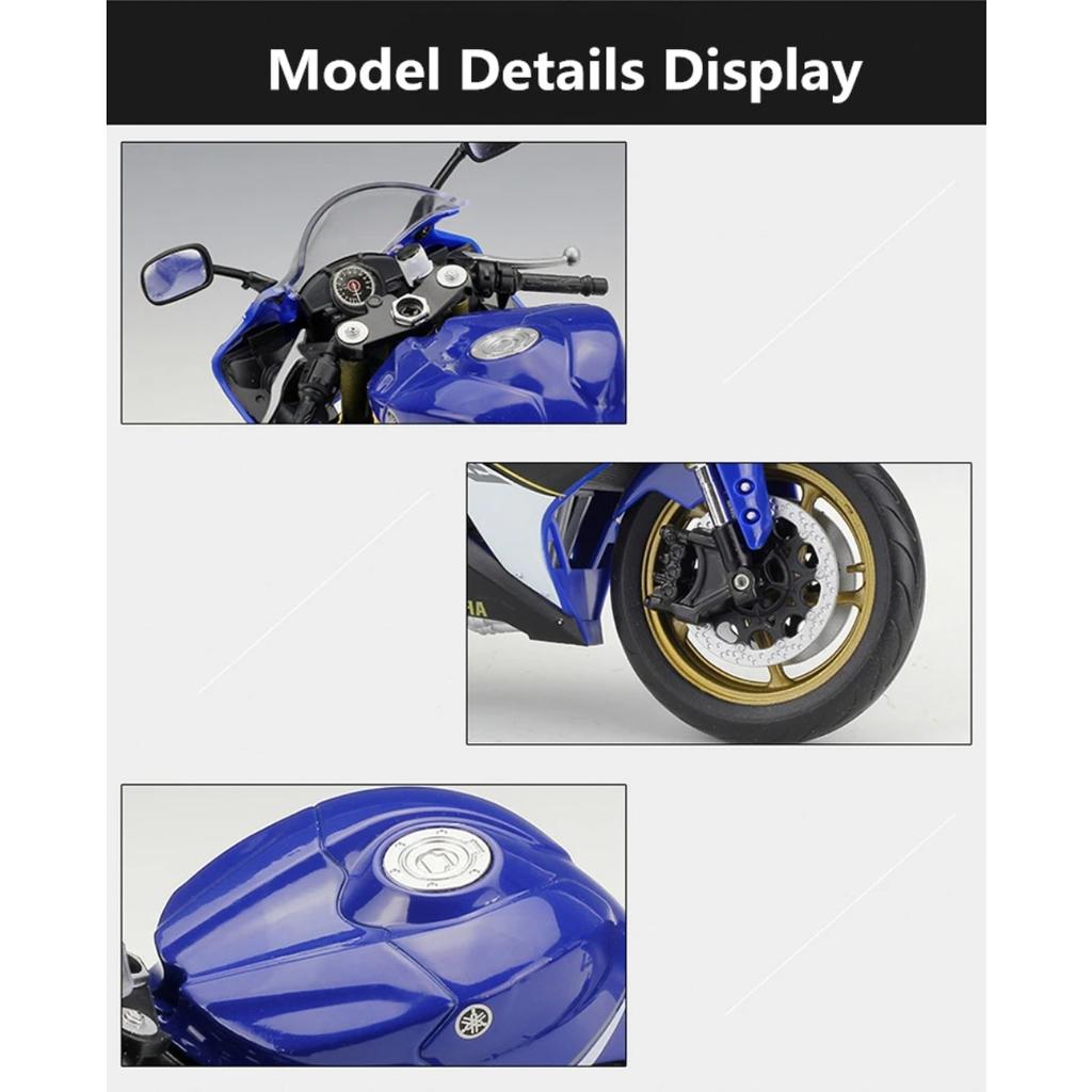 Welly 1/10 YAMAHA YZF-R1 Alloy Racing Motorcycle Model Simulation Diecast Metal Motorcycle Model Collection Childrens Toy Gifts