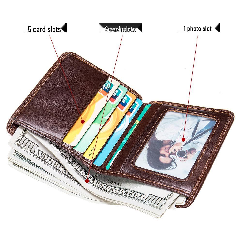Handmade Genuine Leather Men's Wallet: Short Retro Card Holder & Coin Purse, Multi-Card Layer, Anti-Magnetic Cowhide Bag