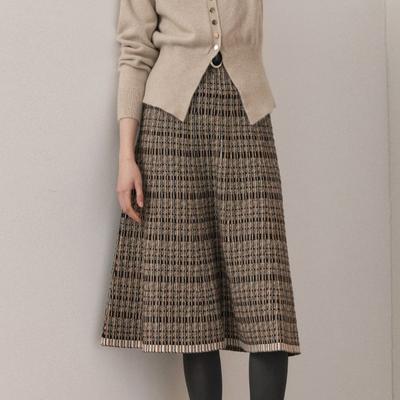 Saia Longa Metalizada com Tricô Tweed Flare Zc11qs005on