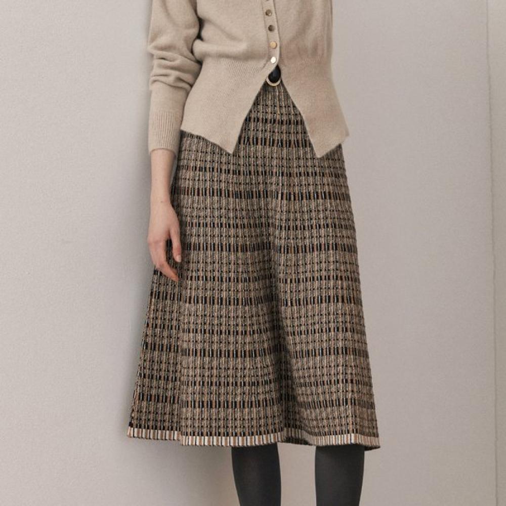 

Maxza Metal Mix Tweed Knit Flare Long Skirt Zc11qs005on blacks/FREE