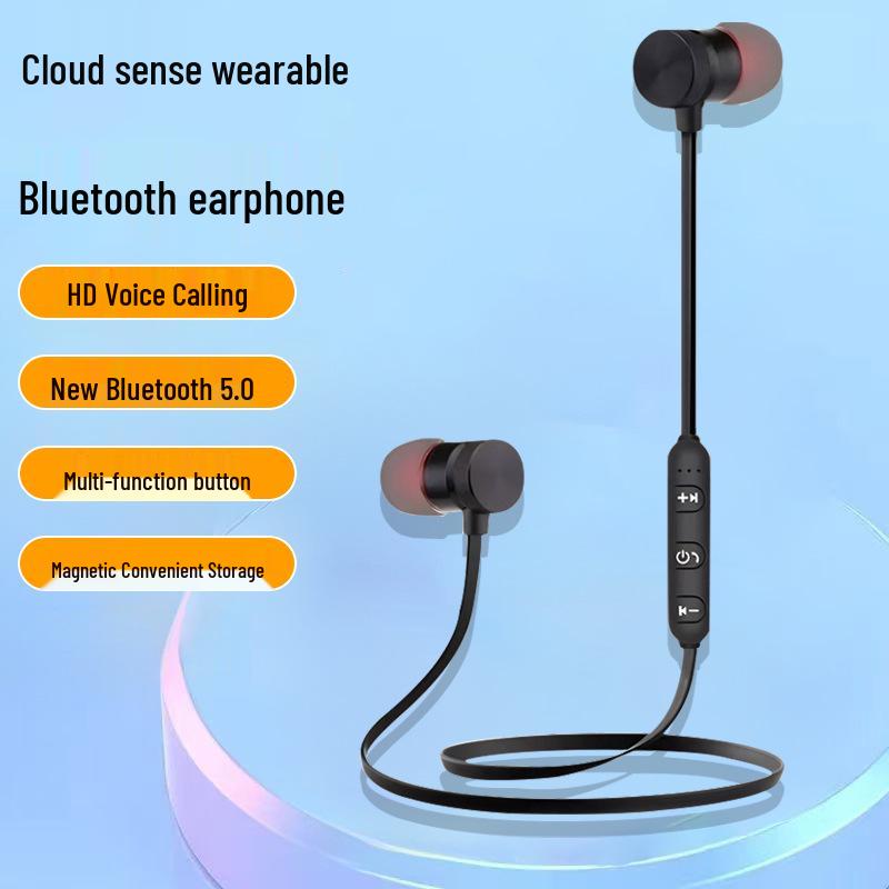 Bluetooth 5.0 Binaural Stereo Sports Earphones: Magnetic, Noise-Reducing, Long Standby for Running