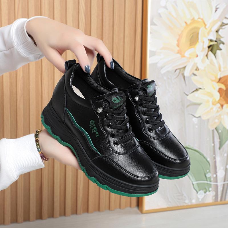 Women Water Proof Solid Comfort Sneakers Breathable Sports Shoes Outdoor Walking Flats Spring Casual Soft Leather Shoes 2025
