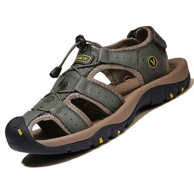 Leather Sandals for Men Summer Outdoor Beach Shoes Casual Hiking Mens Clog Sandals Platform Gladiator Man Flat Slippers 2024