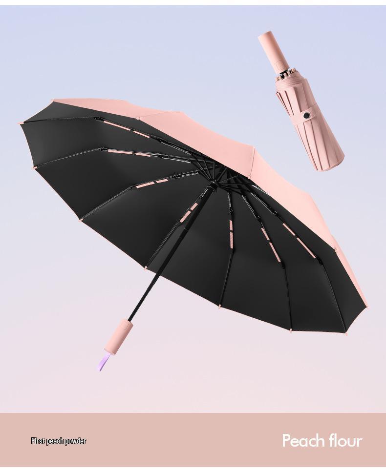72-Rib Strong Automatic Sun Protection Umbrella for Women & Men, Large Folding Design for Sun and Rain