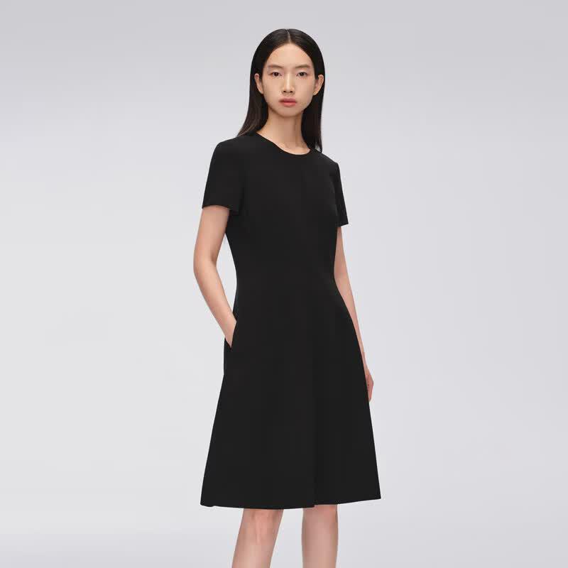OVV Women's Classic Round Neck A-Line Commuter Dress